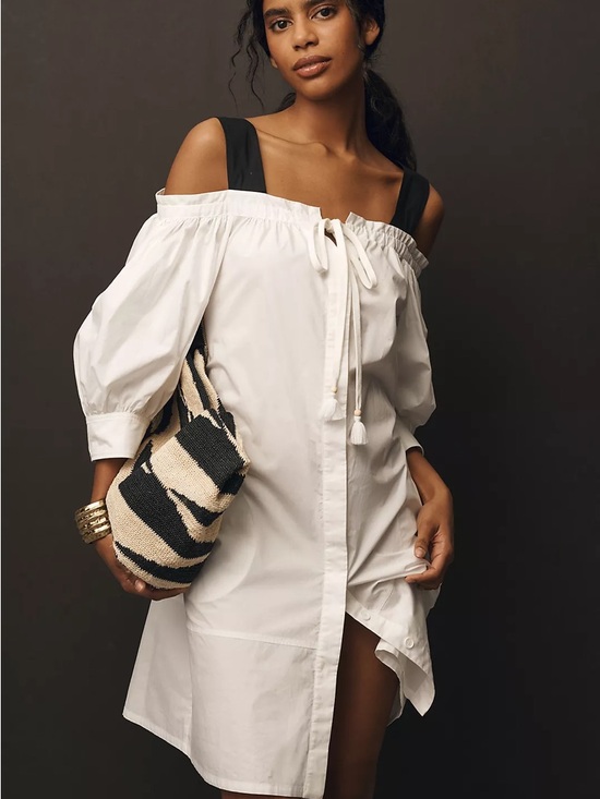 Anthropologie Dresses & Skirts - Anthropologie NWT Plenty by Tracy Reese Off Shoulder White Tie-Front Midi Dress